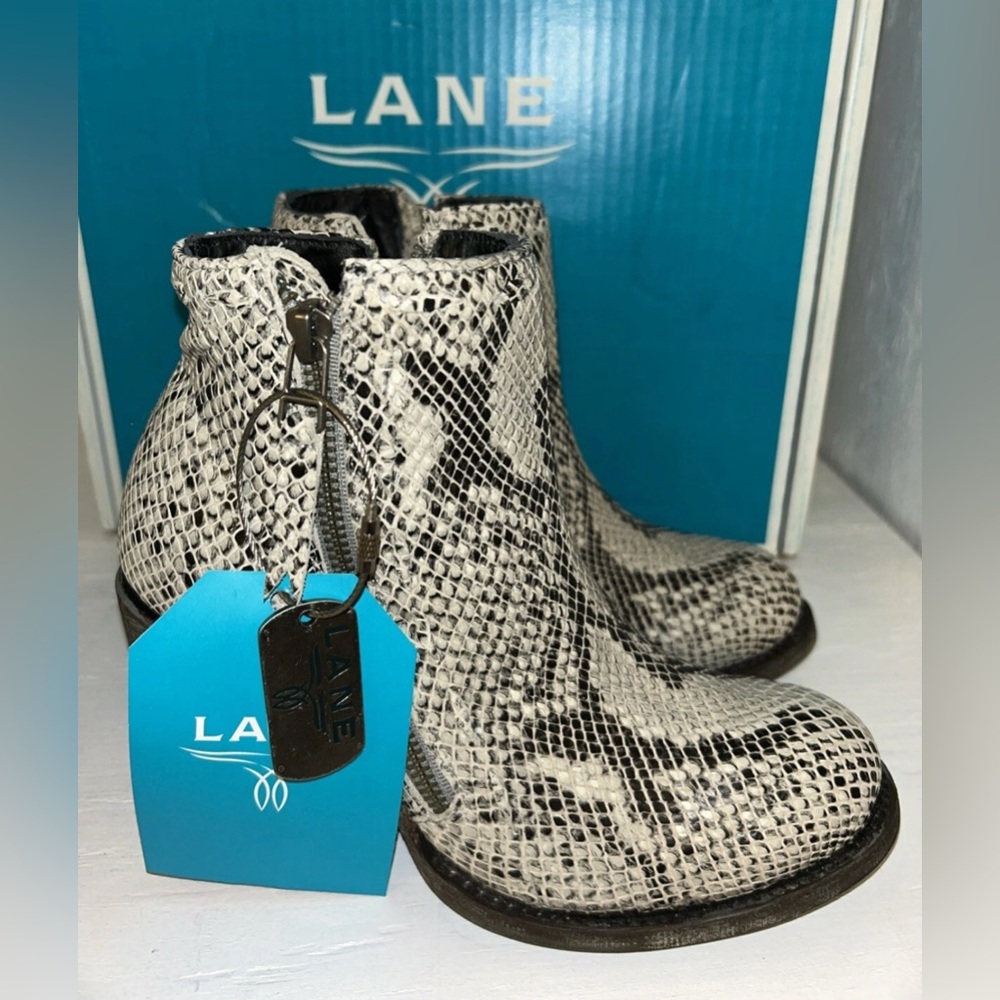 Lane Collection Women's Snake Print Ankle Boots - Black & White.